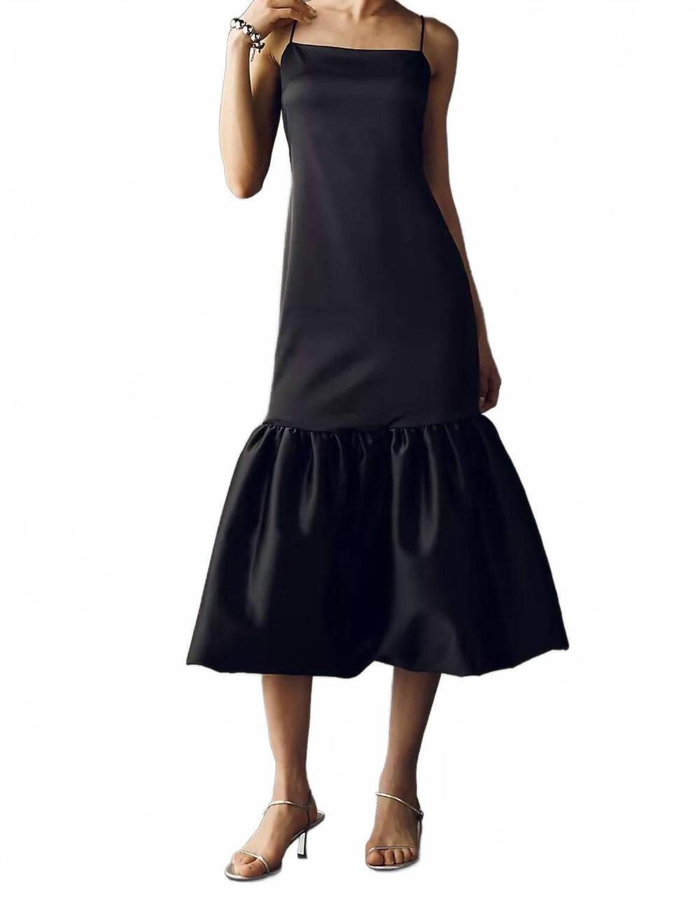 NEW CAROLINE CONSTAS sydney ruffle hem gown in black